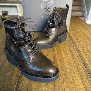 Vince Camuto dark brown lace up combat boots